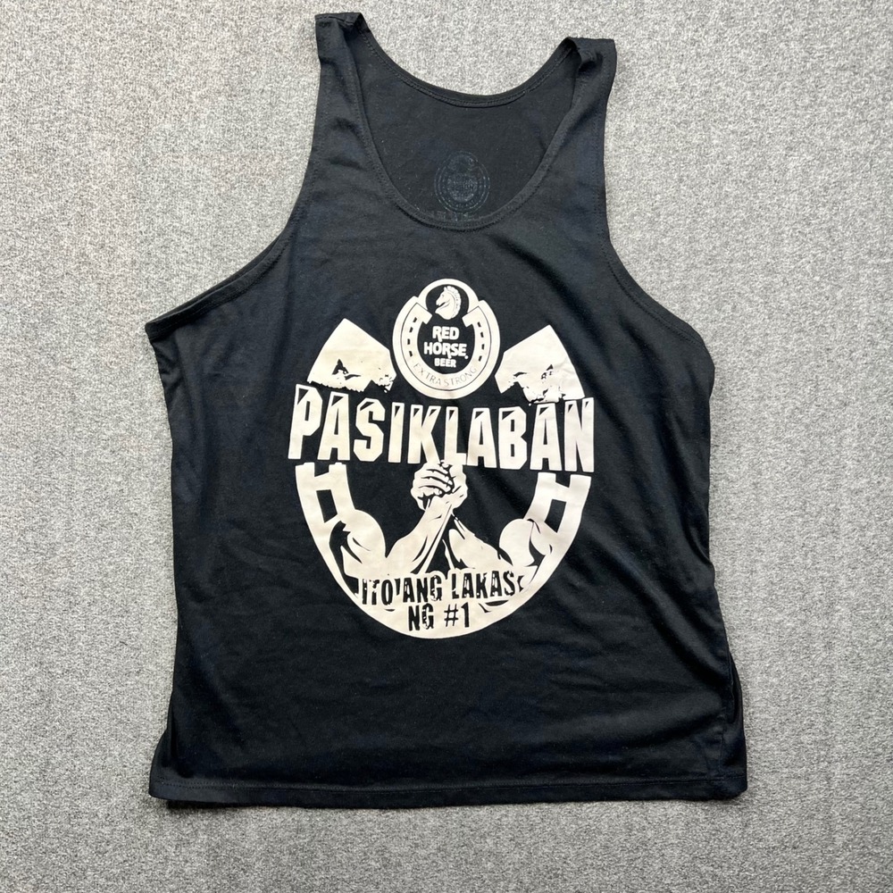 Red Horse Beer Tank Top Adult L Black Pasiklaban Arm Wrestling Graphic Tee